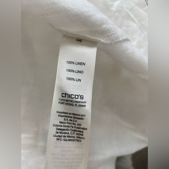 Chico’s 2 Cropped Linen Trench Jacket Ivory Tortoise Shell Button Women Sz 12-14 - Picture 12 of 13